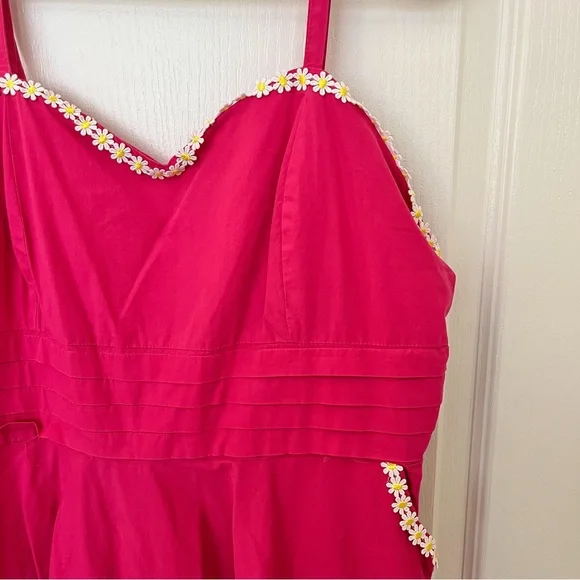 Unique Vintage Hot Pink Daisy Dress - Picture 4 of 5